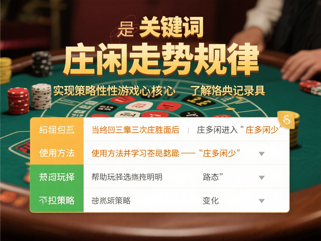 深入解析庄闲走势规律:全面掌握百家乐路法赢牌秘诀 关键词 “庄闲走势规律” 是实现策略性游戏的核心。