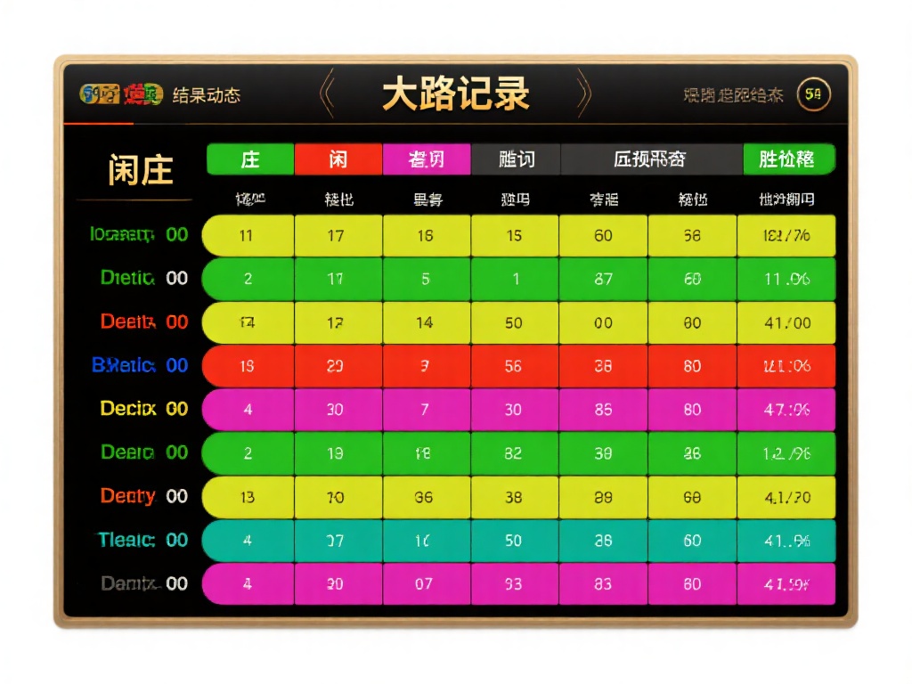 大路记录结果动态
大路记录庄、闲的胜败情况，以颜